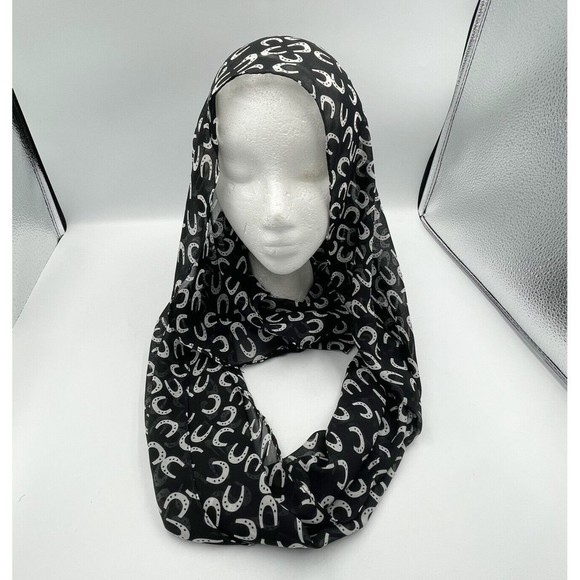 Infinity Black Scarf horseshoe print - Picture 1 of 11